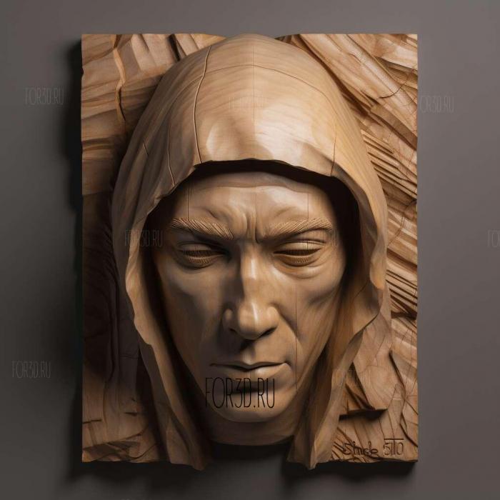 Eminem portrait head 3 stl model for CNC